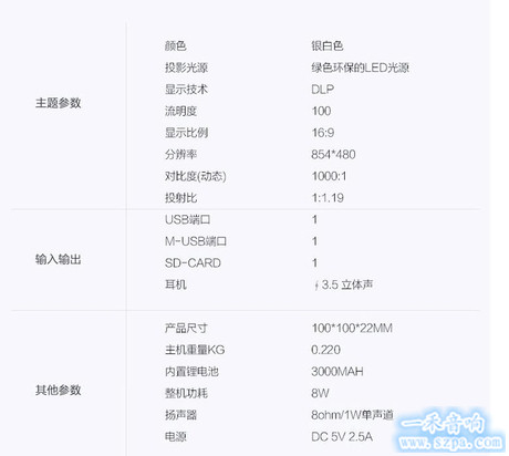 微型投影仪样